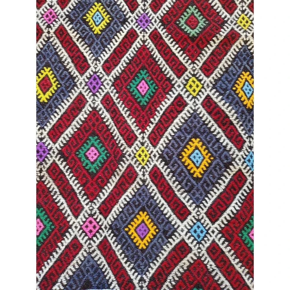 VTG Turkish Kilim Rug 42in x30'in Hand Woven Goat Hair Antolian Cicim Ta…